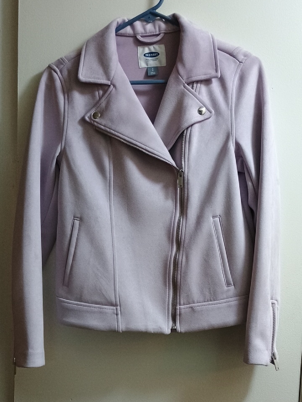 Old Navy Women's Pale Lavender Asymmetric Moto Jacket